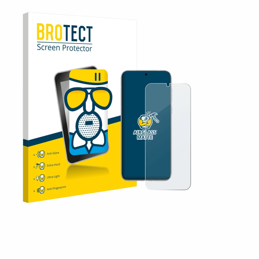 Face avant d’un emballage produit avec le logo de la marque BROTECT. À côté, l’appareil Huawei Pura 80 Ultra est représenté av