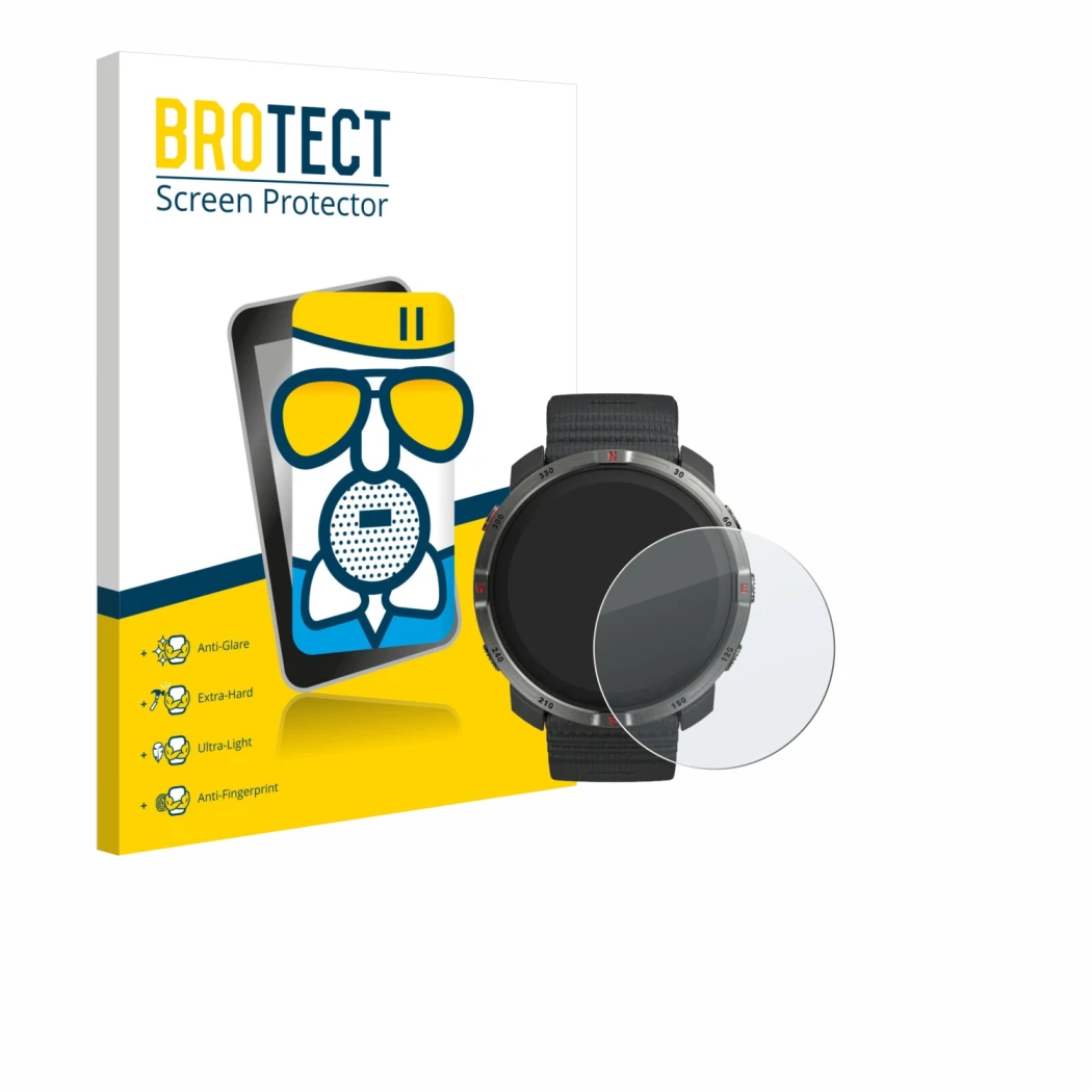 Face avant d’un emballage produit avec le logo de la marque BROTECT. À côté, l’appareil Polar Grit X2 est représenté avec la p