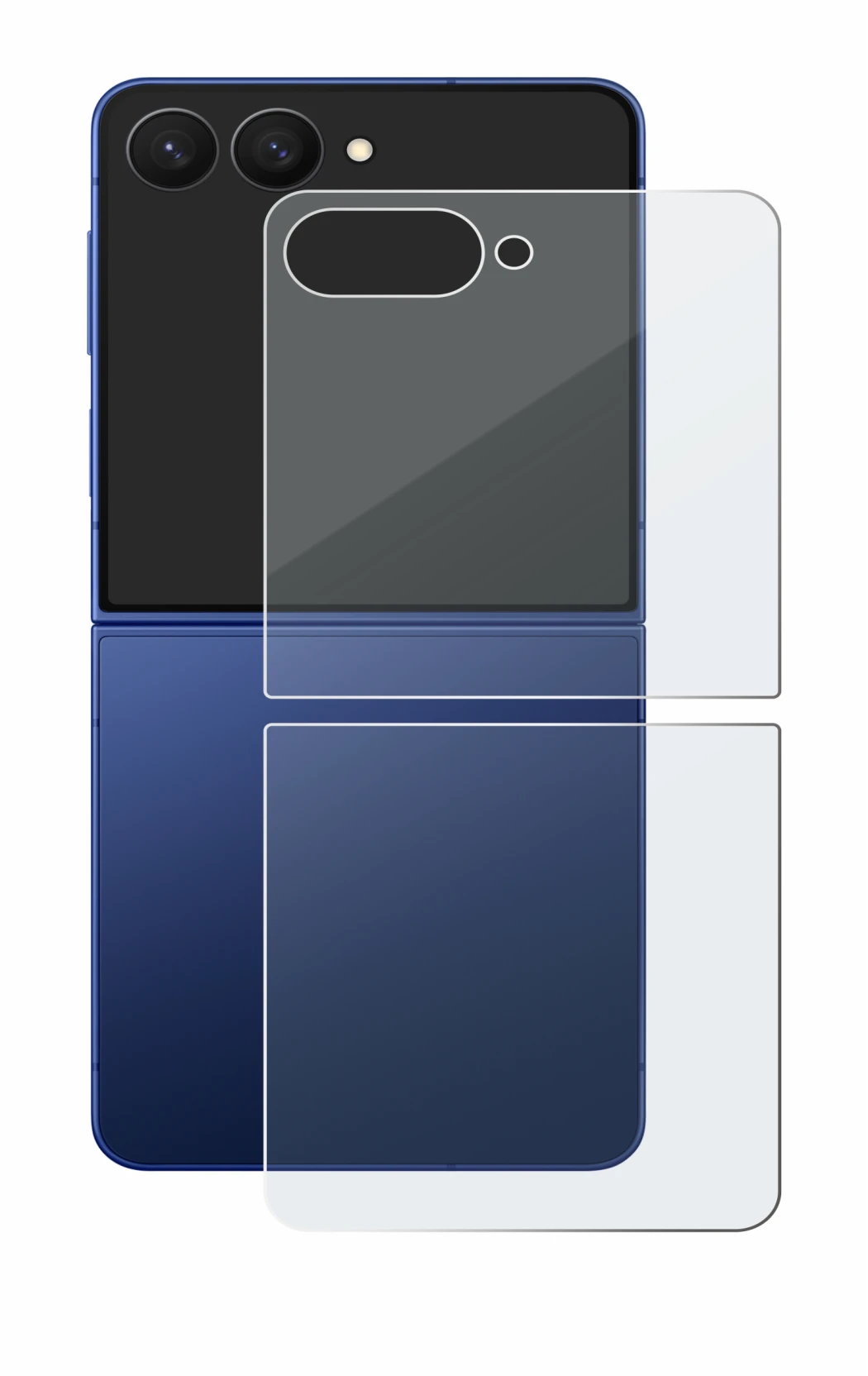 Image de l'appareil Samsung Galaxy Z Flip 7 (Arrière) avec une grande variété de protections d'écran.