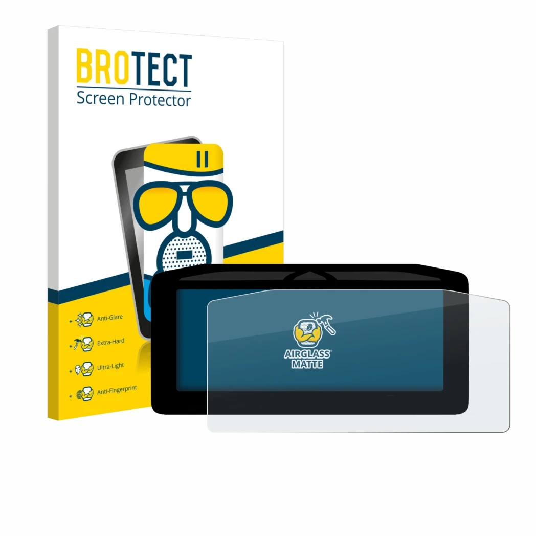 Face avant d’un emballage produit avec le logo de la marque BROTECT. À côté, l’appareil Ducati Streetfighter V4 2025 Affichage