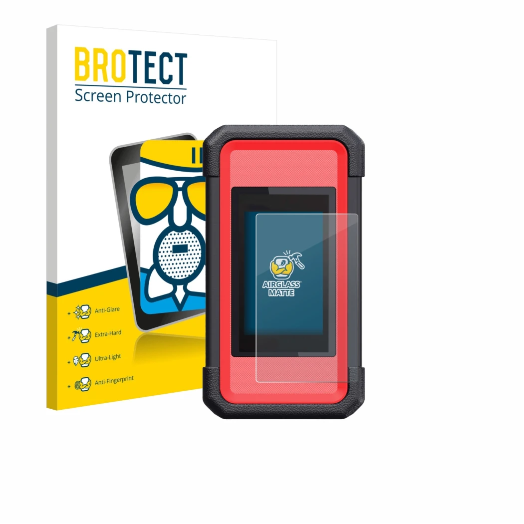 Face avant d’un emballage produit avec le logo de la marque BROTECT. À côté, l’appareil Launch X431 SmartLink C V2.0 est repré