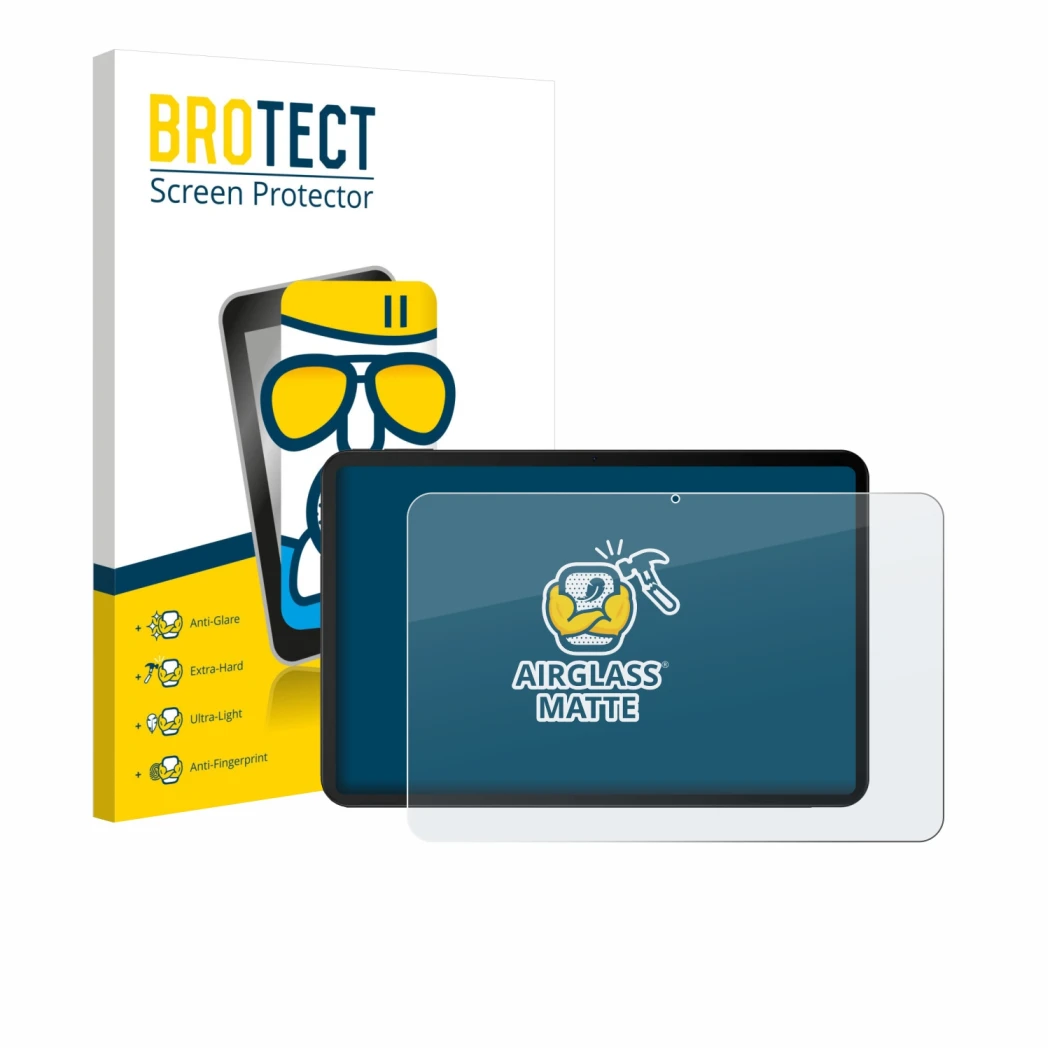 Face avant d’un emballage produit avec le logo de la marque BROTECT. À côté, l’appareil Doogee Tab G6 Max est représenté avec 