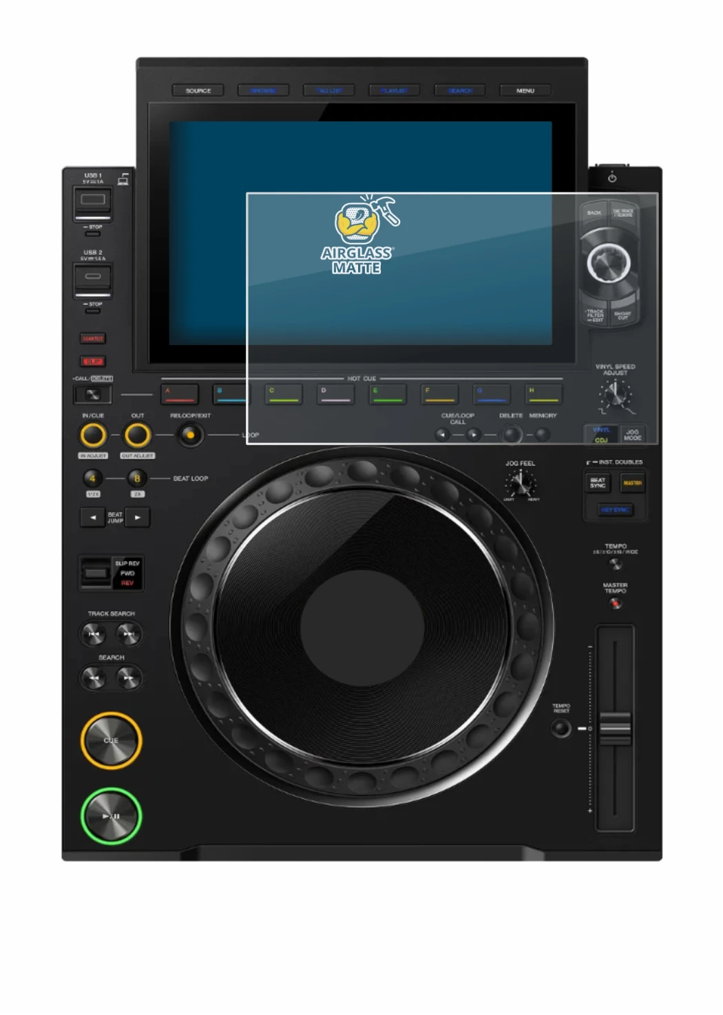 Image de l'appareil Pioneer CDJ 3000X avec une grande variété de protections d'écran.