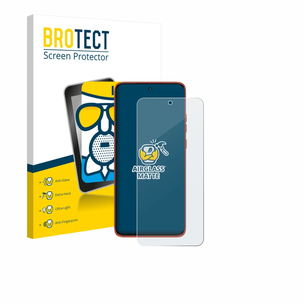 Face avant d’un emballage produit avec le logo de la marque BROTECT. À côté, l’appareil Motorola Edge 60 Neo est représenté av