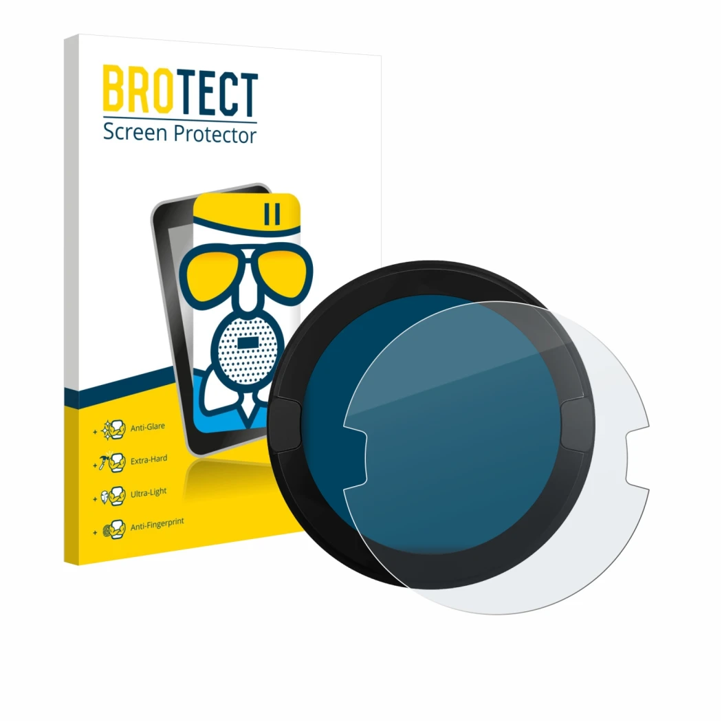 Face avant d’un emballage produit avec le logo de la marque BROTECT. À côté, l’appareil OOONO P-DISC NO2 est représenté avec l