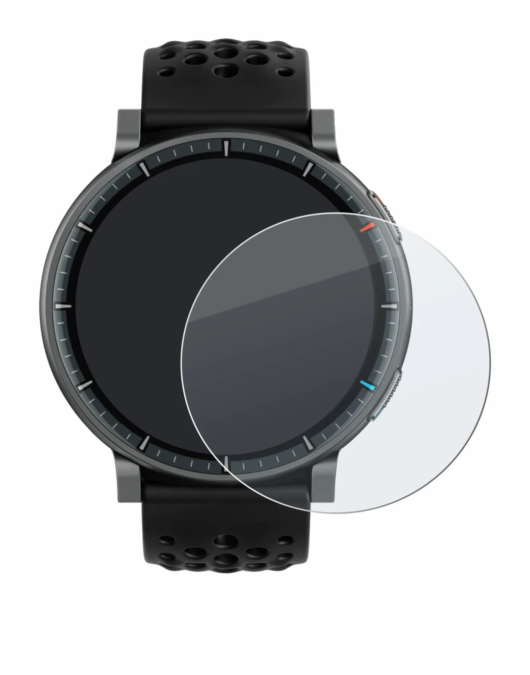 Image de l'appareil Amazfit Active Max avec une grande variété de protections d'écran.