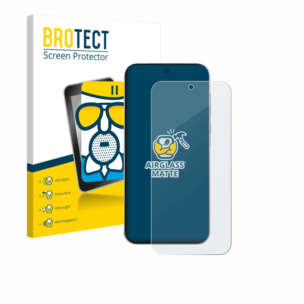 Face avant d’un emballage produit avec le logo de la marque BROTECT. À côté, l’appareil OnePlus Turbo 6V est représenté avec l