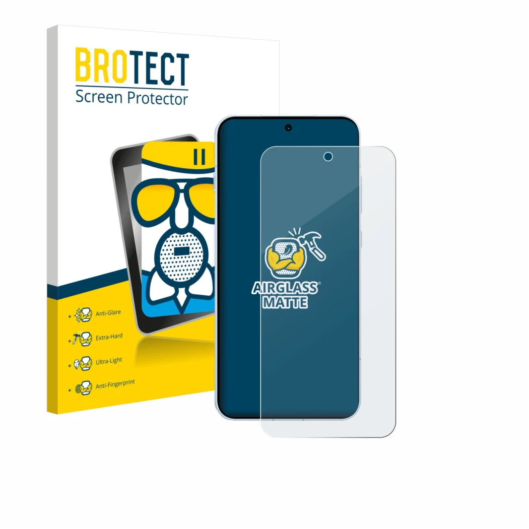 Face avant d’un emballage produit avec le logo de la marque BROTECT. À côté, l’appareil Oppo Find X8s 4G est représenté avec l