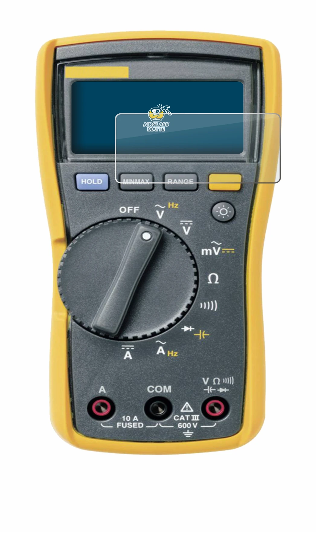 Image de l'appareil Fluke MultiMeter 115 avec une grande variété de protections d'écran.
