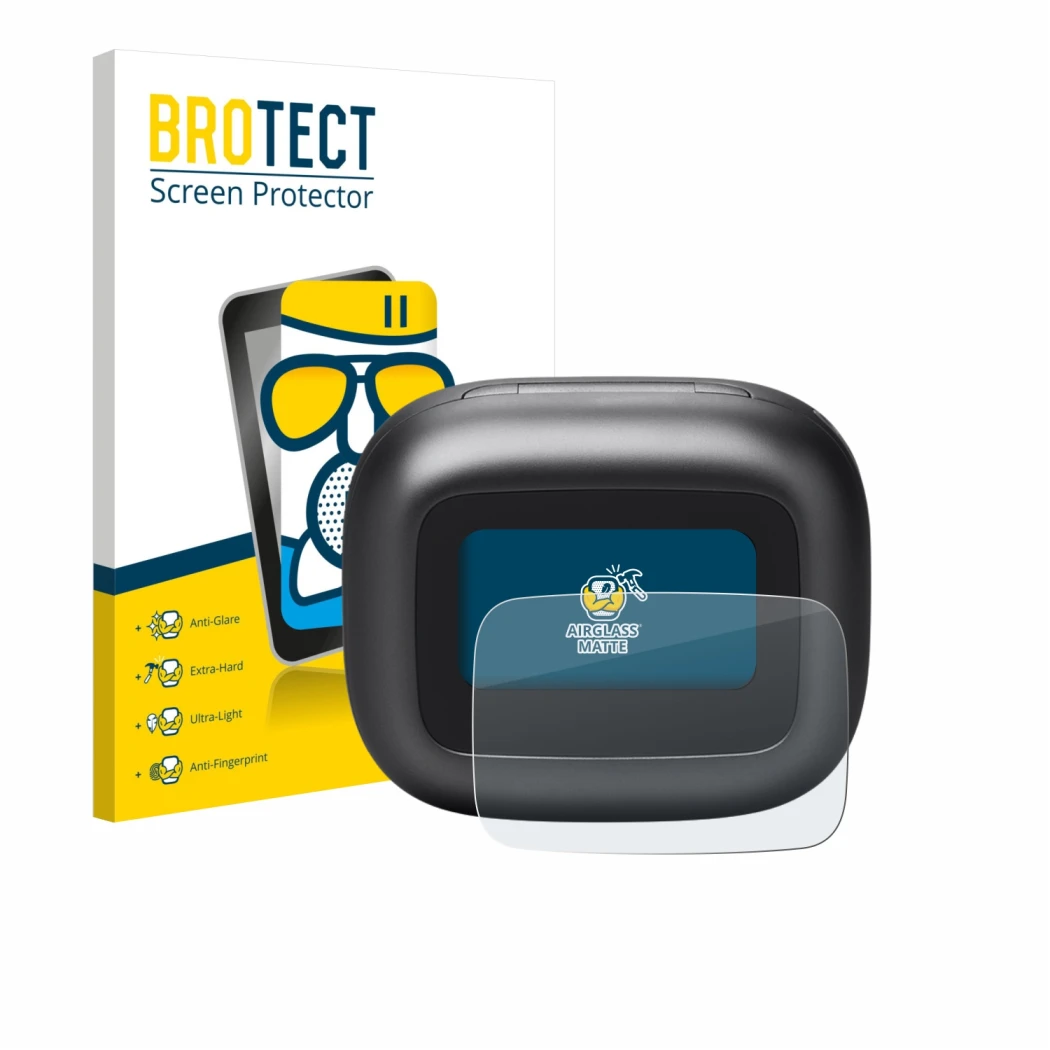 Face avant d’un emballage produit avec le logo de la marque BROTECT. À côté, l’appareil JBL Live Beam 3 est représenté avec la