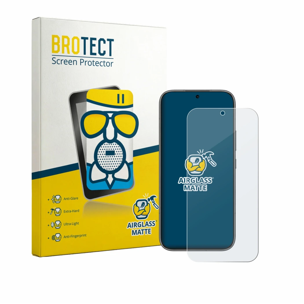 Face avant d’un emballage produit avec le logo de la marque BROTECT. À côté, l’appareil Honor 600 Pro est représenté avec la p