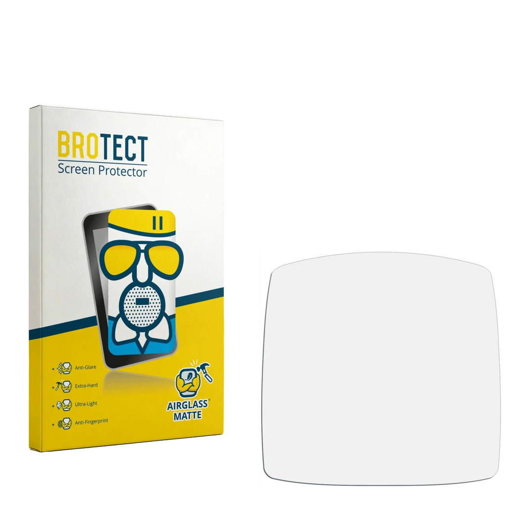 Face avant d’un emballage produit avec le logo de la marque BROTECT. À côté se trouve la protection d’écran correspondante.