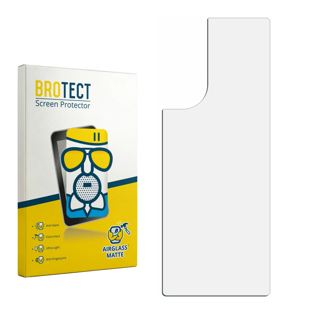 Face avant d’un emballage produit avec le logo de la marque BROTECT. À côté se trouve la protection d’écran correspondante.