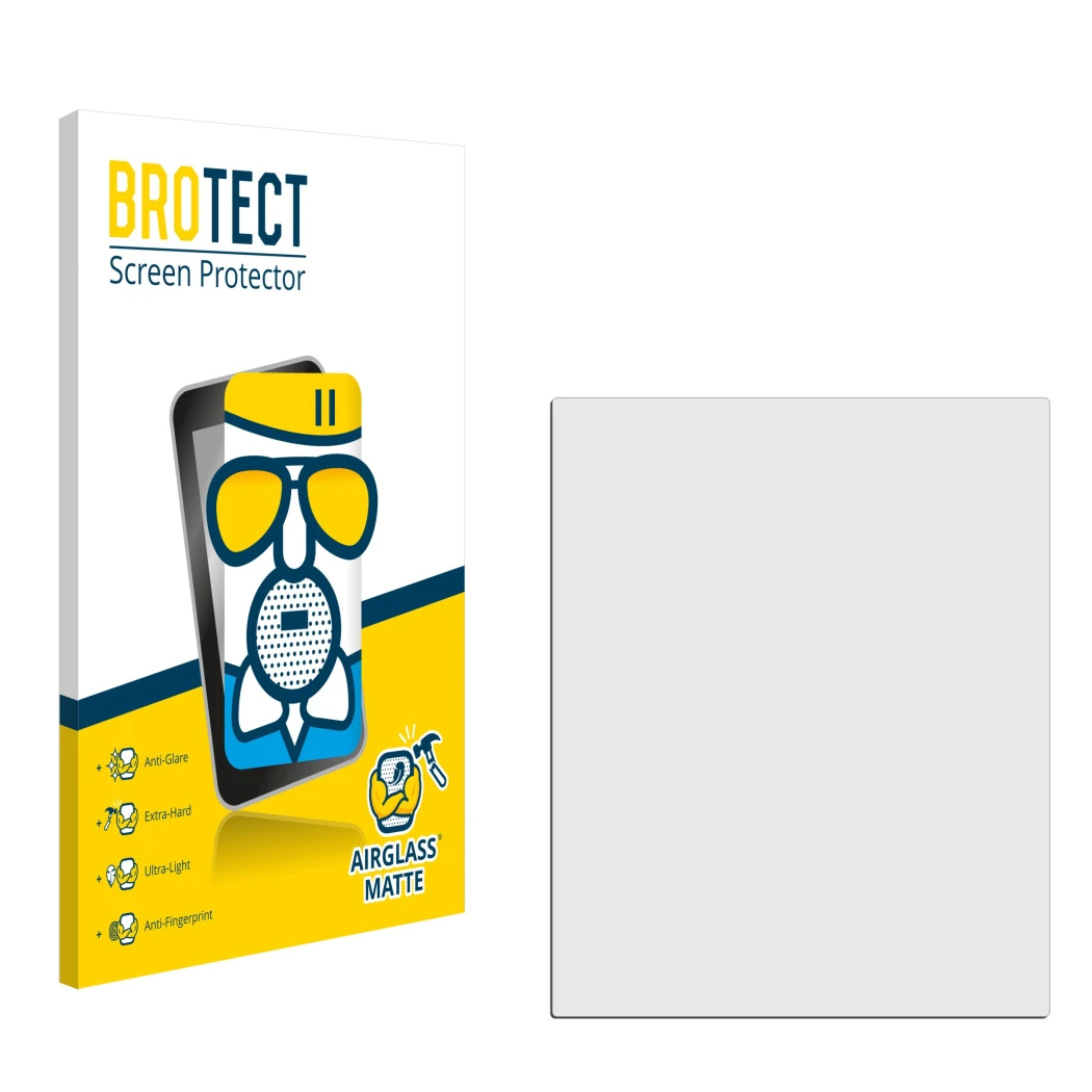 Face avant d’un emballage produit avec le logo de la marque BROTECT. À côté se trouve la protection d’écran correspondante.