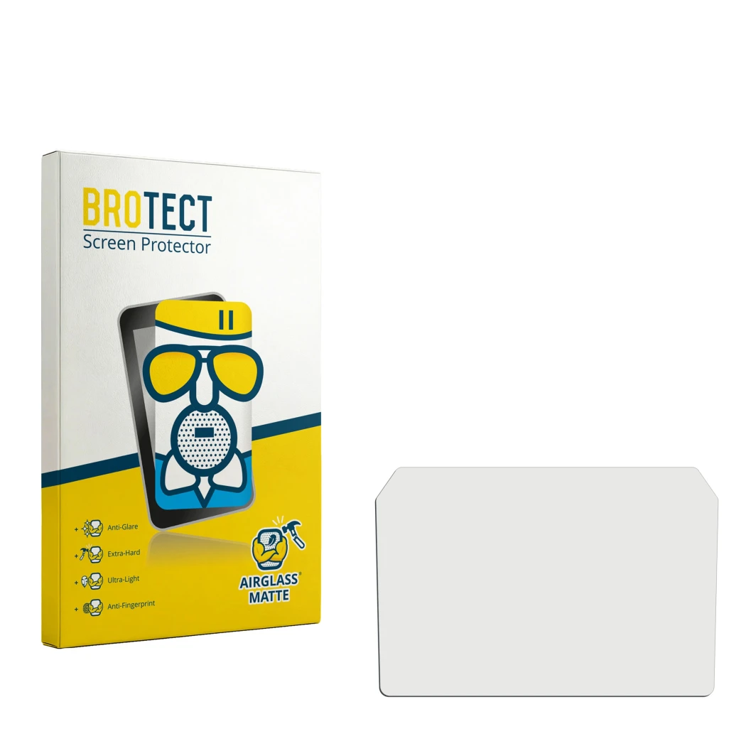 Face avant d’un emballage produit avec le logo de la marque BROTECT. À côté se trouve la protection d’écran correspondante.