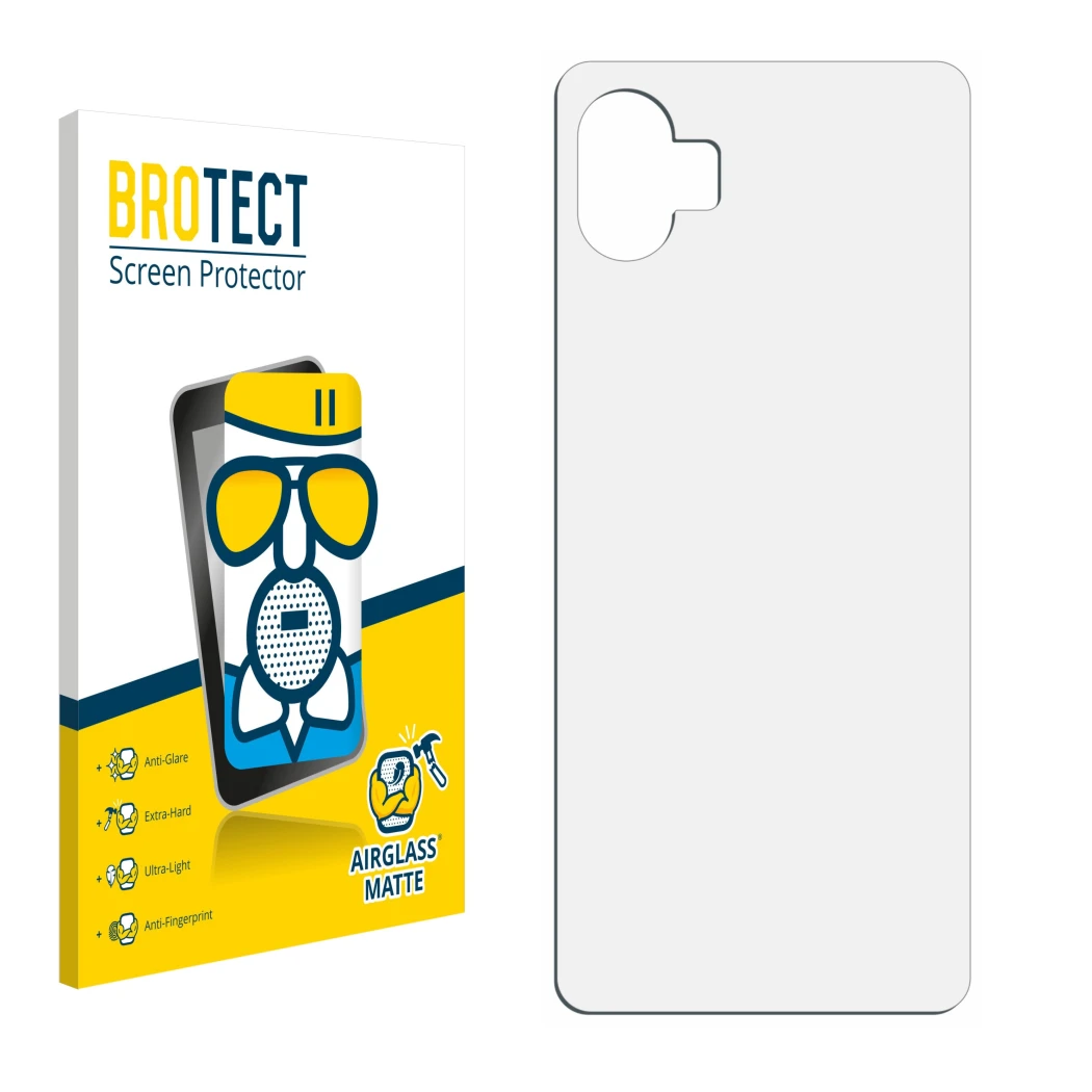 Face avant d’un emballage produit avec le logo de la marque BROTECT. À côté se trouve la protection d’écran correspondante.