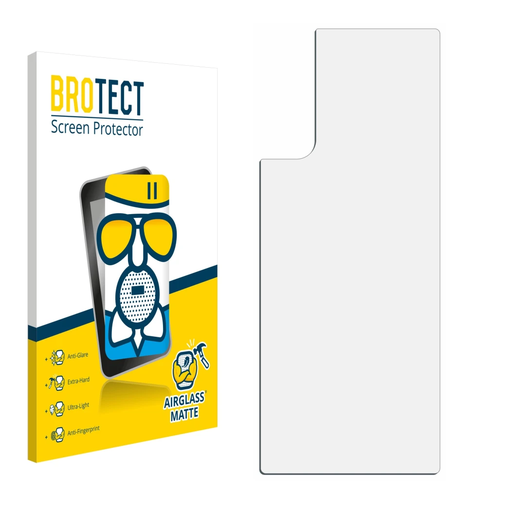 Face avant d’un emballage produit avec le logo de la marque BROTECT. À côté se trouve la protection d’écran correspondante.