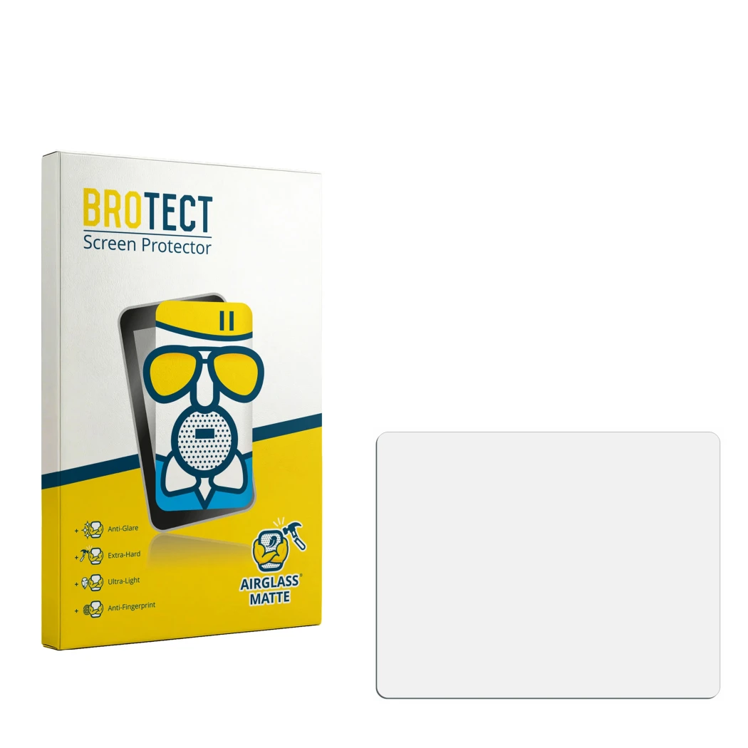 Face avant d’un emballage produit avec le logo de la marque BROTECT. À côté se trouve la protection d’écran correspondante.