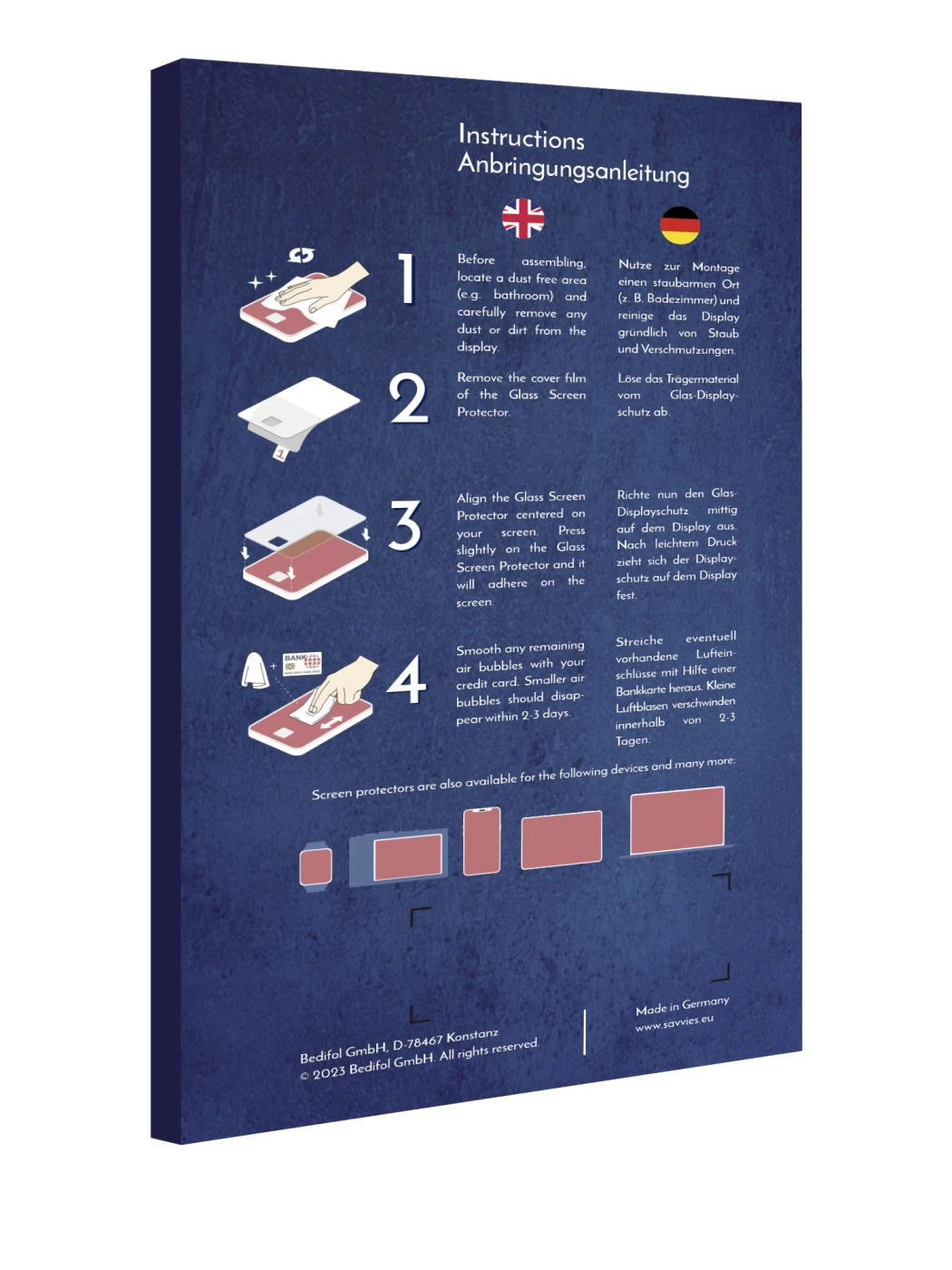 Face arrière d’un emballage produit avec le logo de la marque Savvies