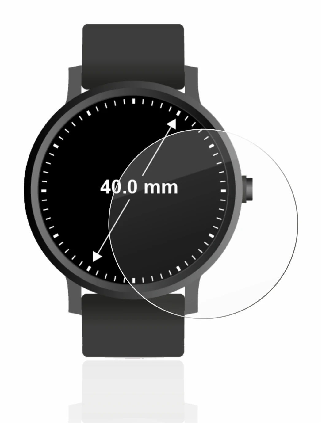 Image de l'appareil Montres (Circulaire, ø: 40 mm) avec une grande variété de protections d'écran.