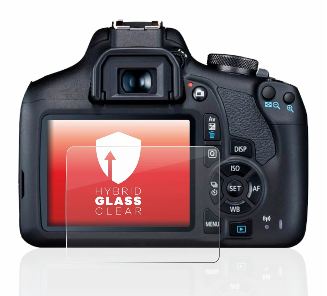 Image de l'appareil Canon EOS 2000D avec une grande variété de protections d'écran.