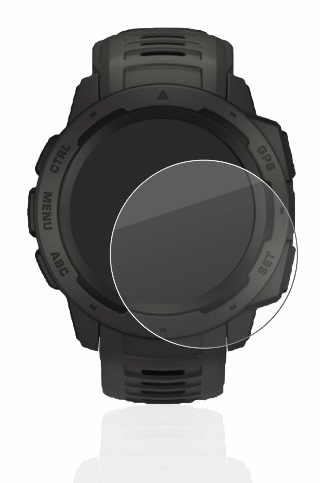 Image de l'appareil Garmin Instinct avec une grande variété de protections d'écran.