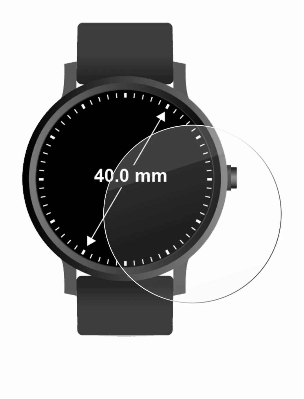Image de l'appareil Circulaire Displays (ø: 40 mm) avec une grande variété de protections d'écran.