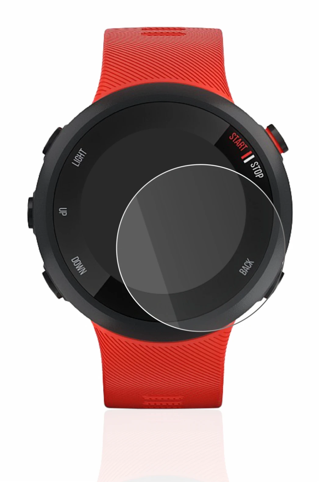 Image de l'appareil Garmin Forerunner 45 avec une grande variété de protections d'écran.