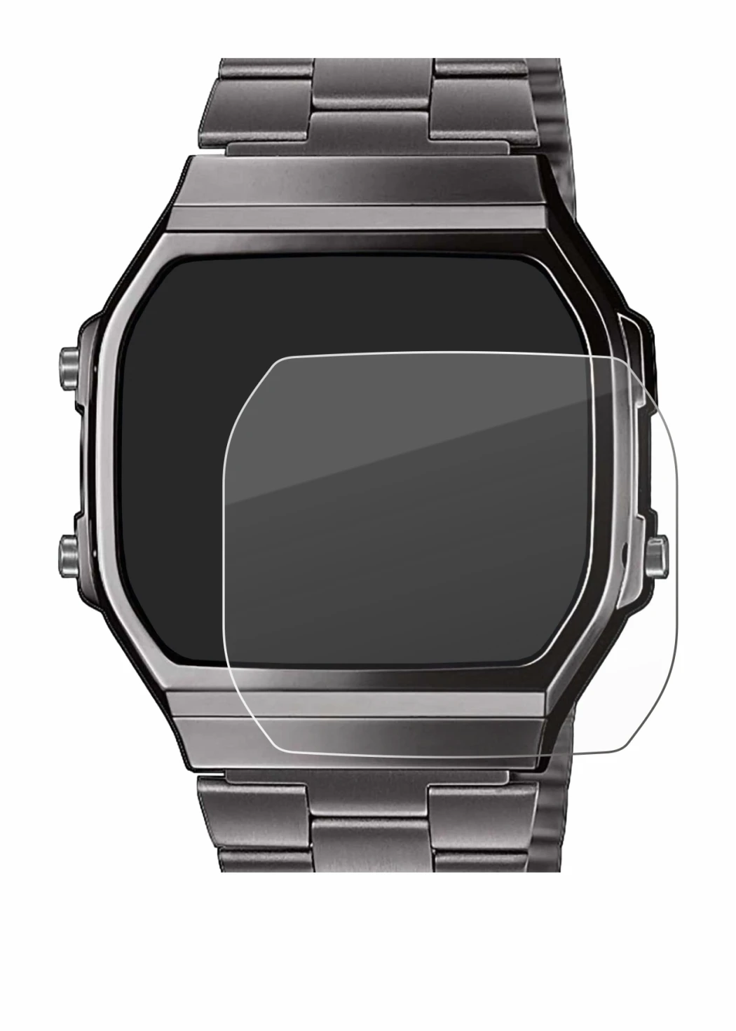 Image de l'appareil Casio A168WEGG-1BEF avec une grande variété de protections d'écran.