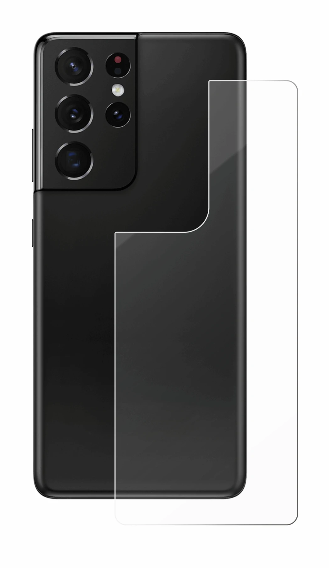 Image de l'appareil Samsung Galaxy S21 Ultra 5G (Arrière) avec une grande variété de protections d'écran.