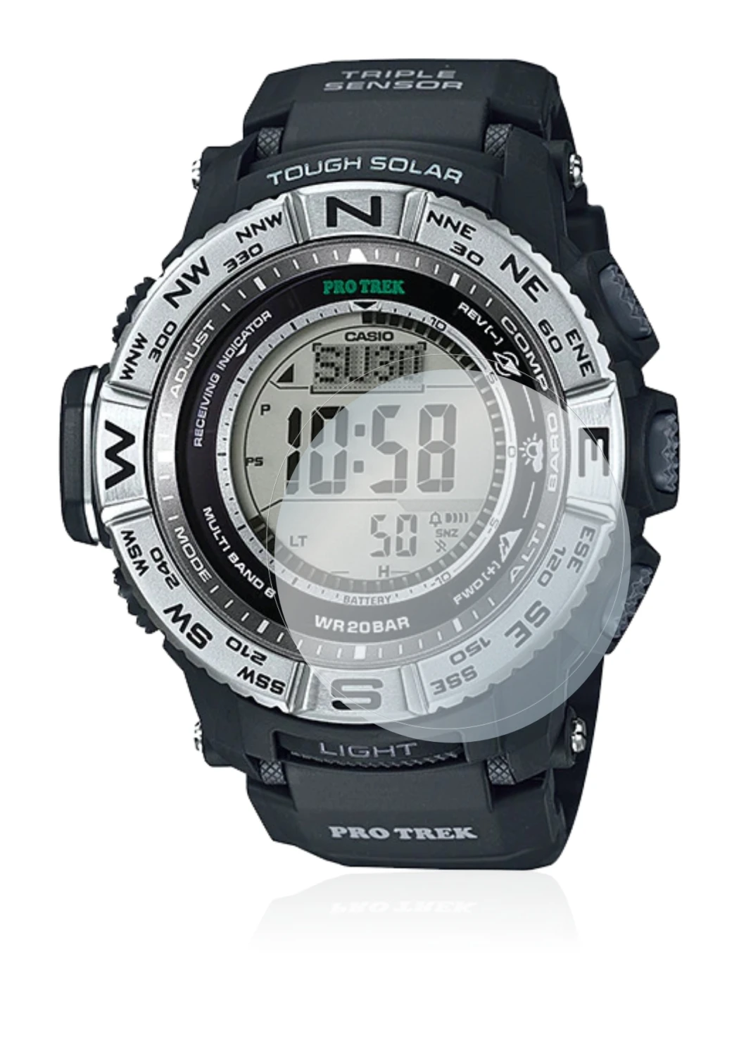 Image de l'appareil Casio Pro Trek PRW-3500-1 avec une grande variété de protections d'écran.