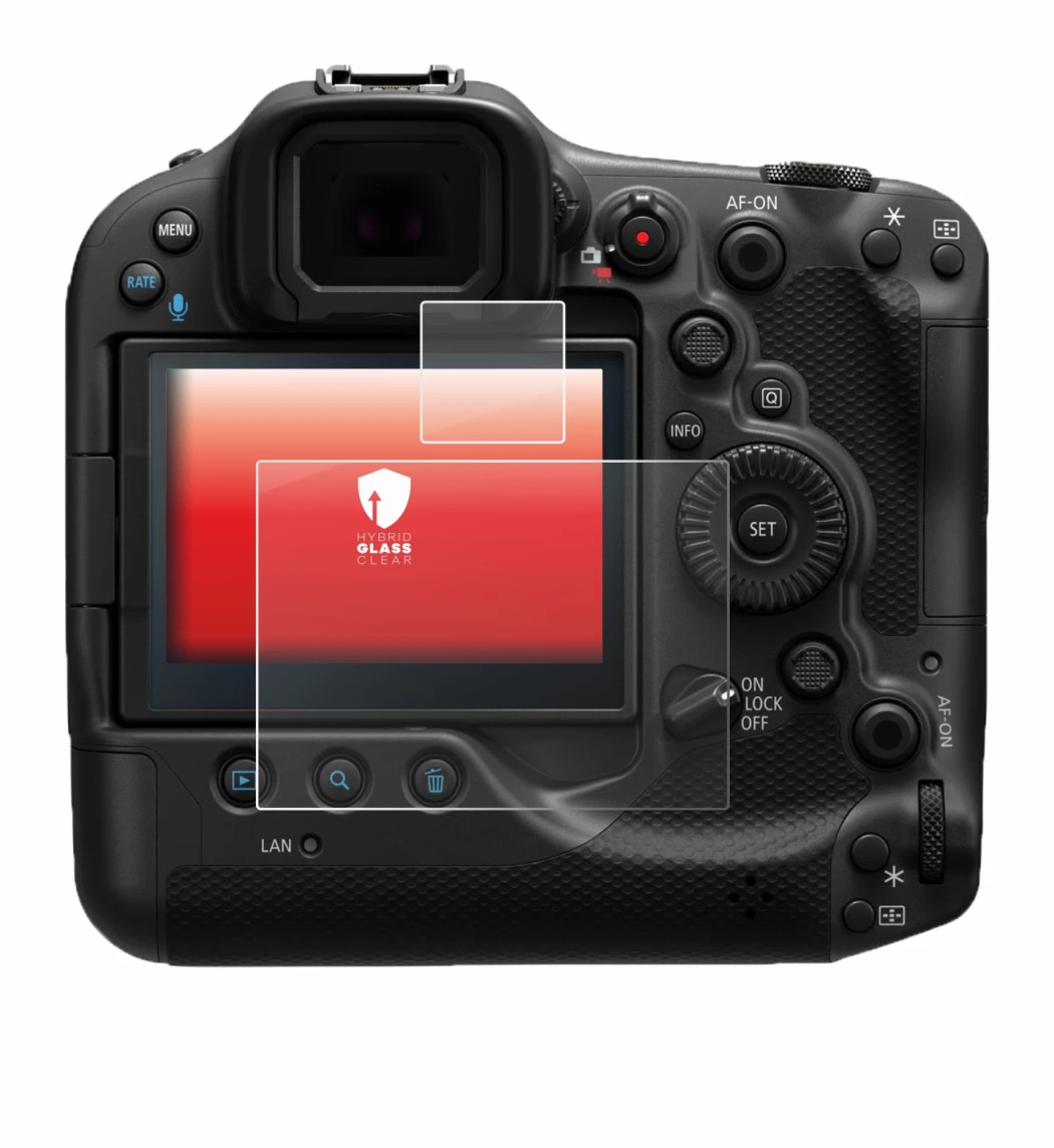 Image de l'appareil Canon EOS R3 avec une grande variété de protections d'écran.