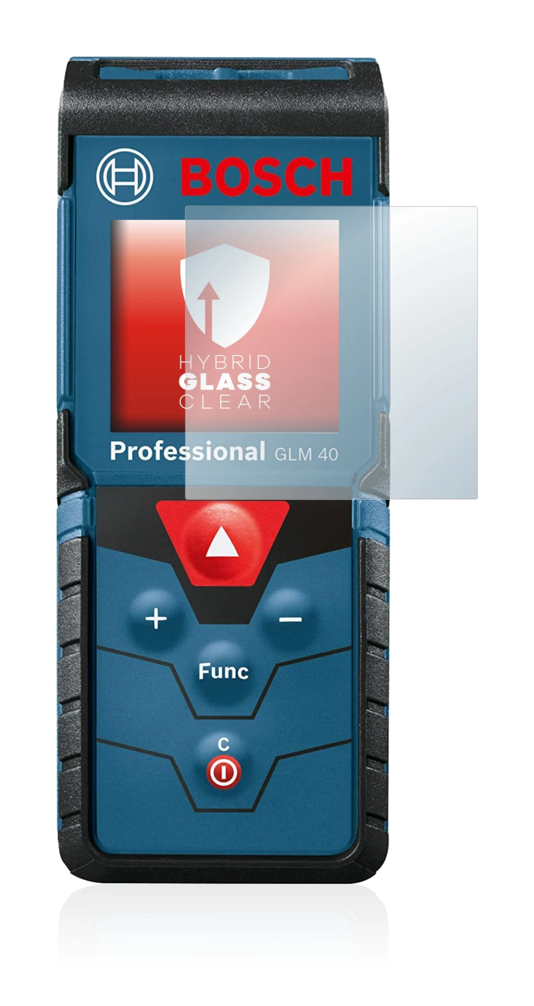 Image de l'appareil Bosch GLM 40 Professional avec une grande variété de protections d'écran.
