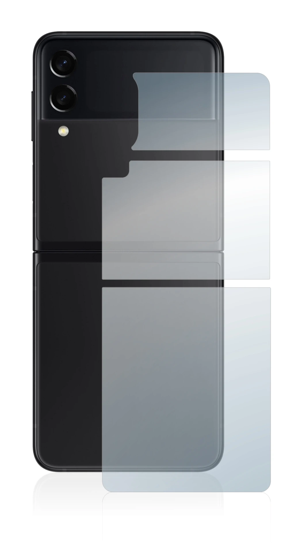 Image de l'appareil Samsung Galaxy Z Flip 3 5G (Arrière) avec une grande variété de protections d'écran.