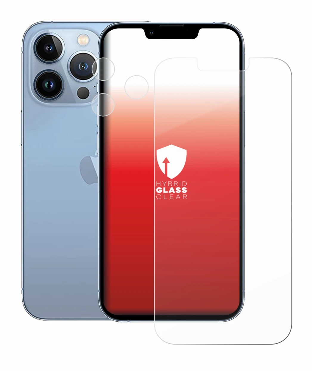 Image de l'appareil Apple iPhone 13 Pro (Avant+Caméra) avec une grande variété de protections d'écran.