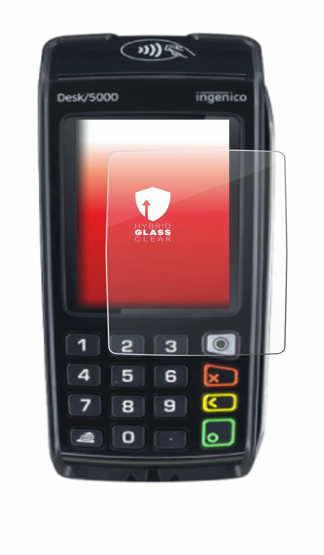 Image de l'appareil ingenico Desk/5000 avec une grande variété de protections d'écran.