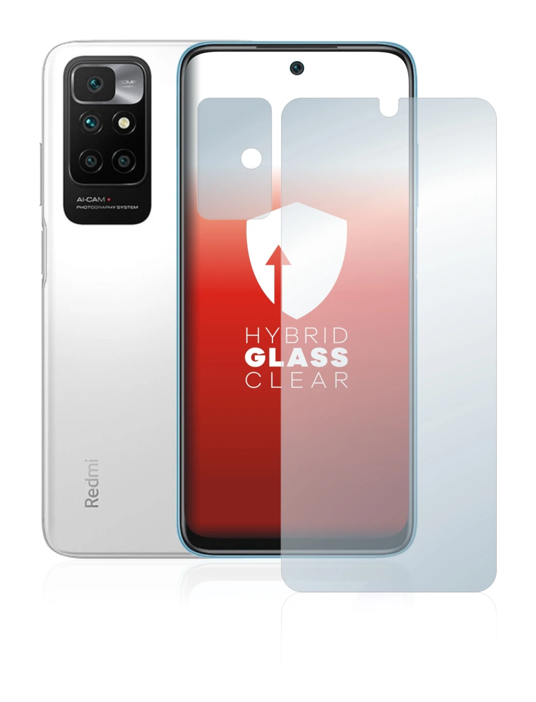 Image de l'appareil Xiaomi Redmi 10 (Avant+Caméra) avec une grande variété de protections d'écran.