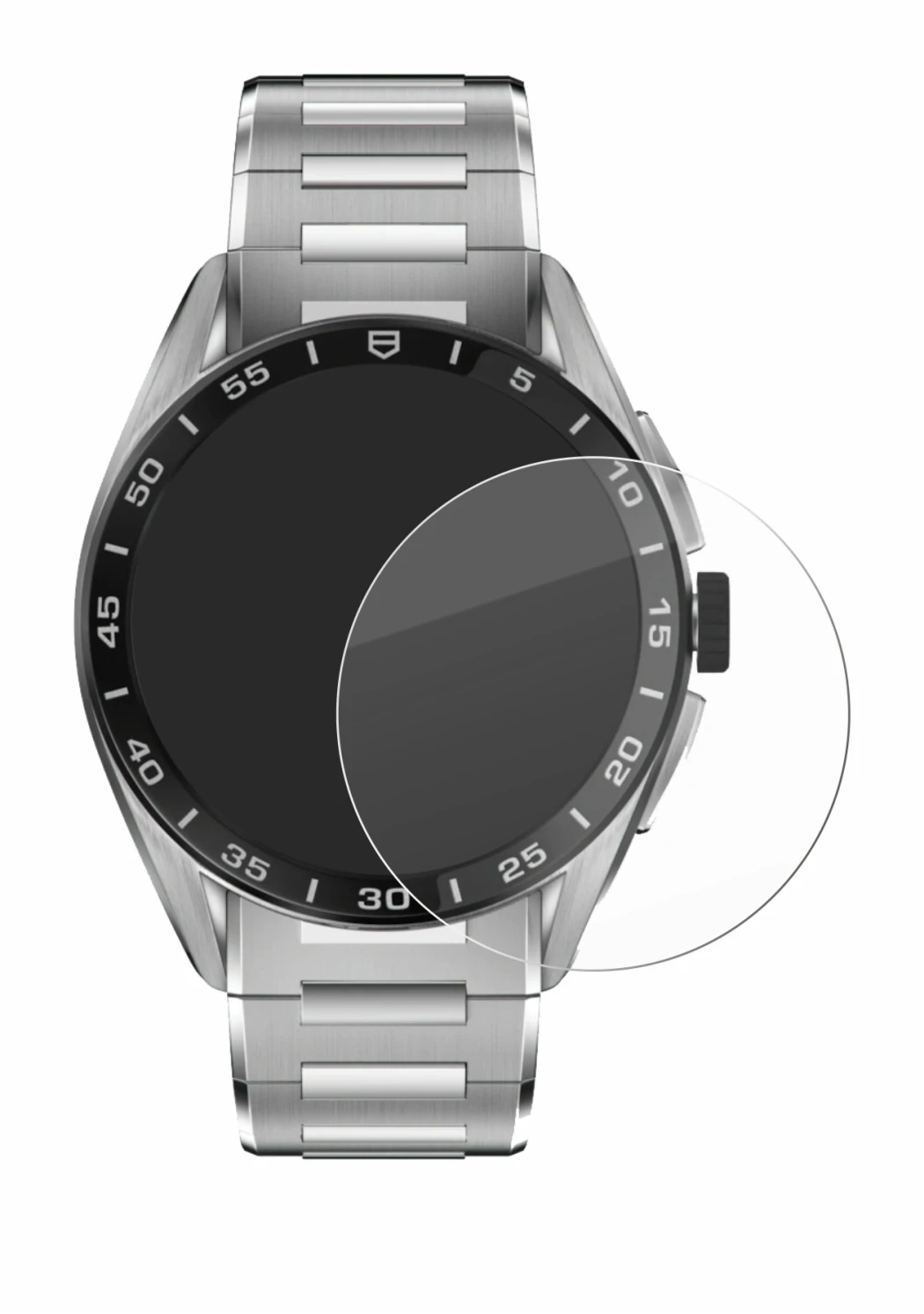 Image de l'appareil TAG Heuer Connected Calibre E4 (45 mm) avec une grande variété de protections d'écran.