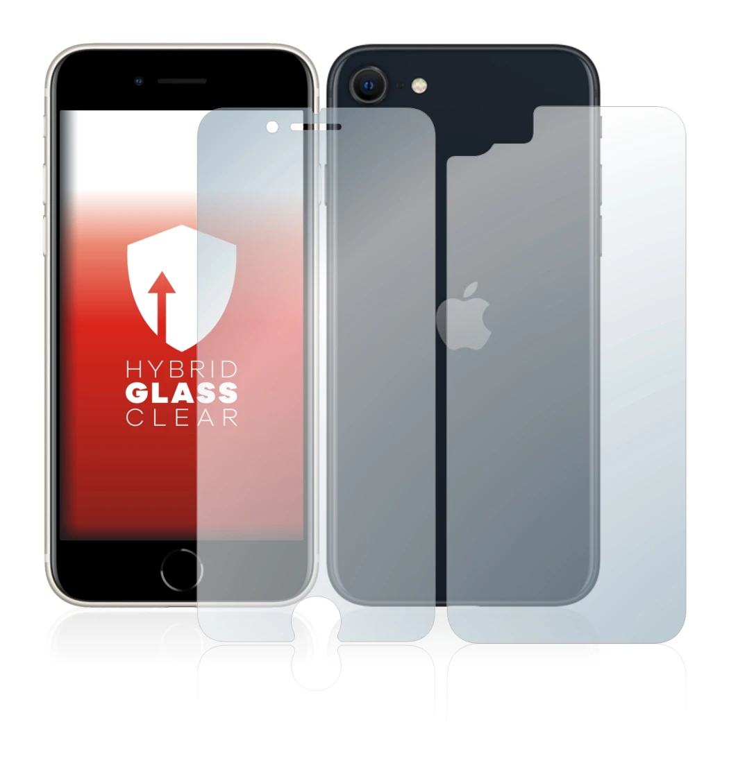 Image de l'appareil Apple iPhone SE 3 2022 (Avant+Arrière) avec une grande variété de protections d'écran.