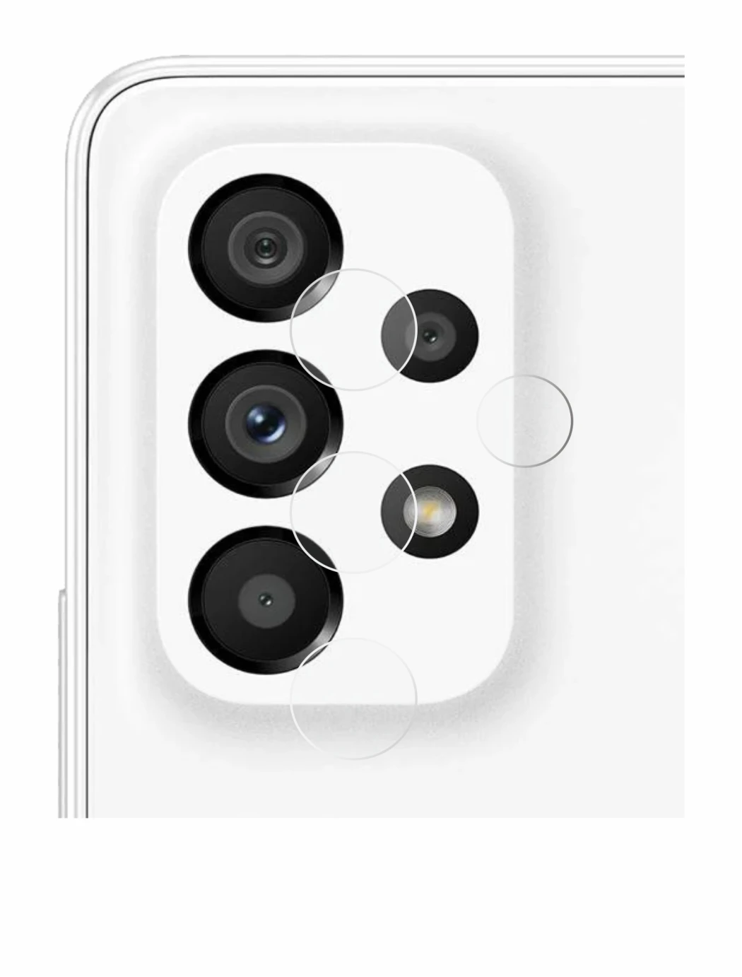 Image de l'appareil Samsung Galaxy A53 5G (Caméra UNIQUEMENT) avec une grande variété de protections d'écran.