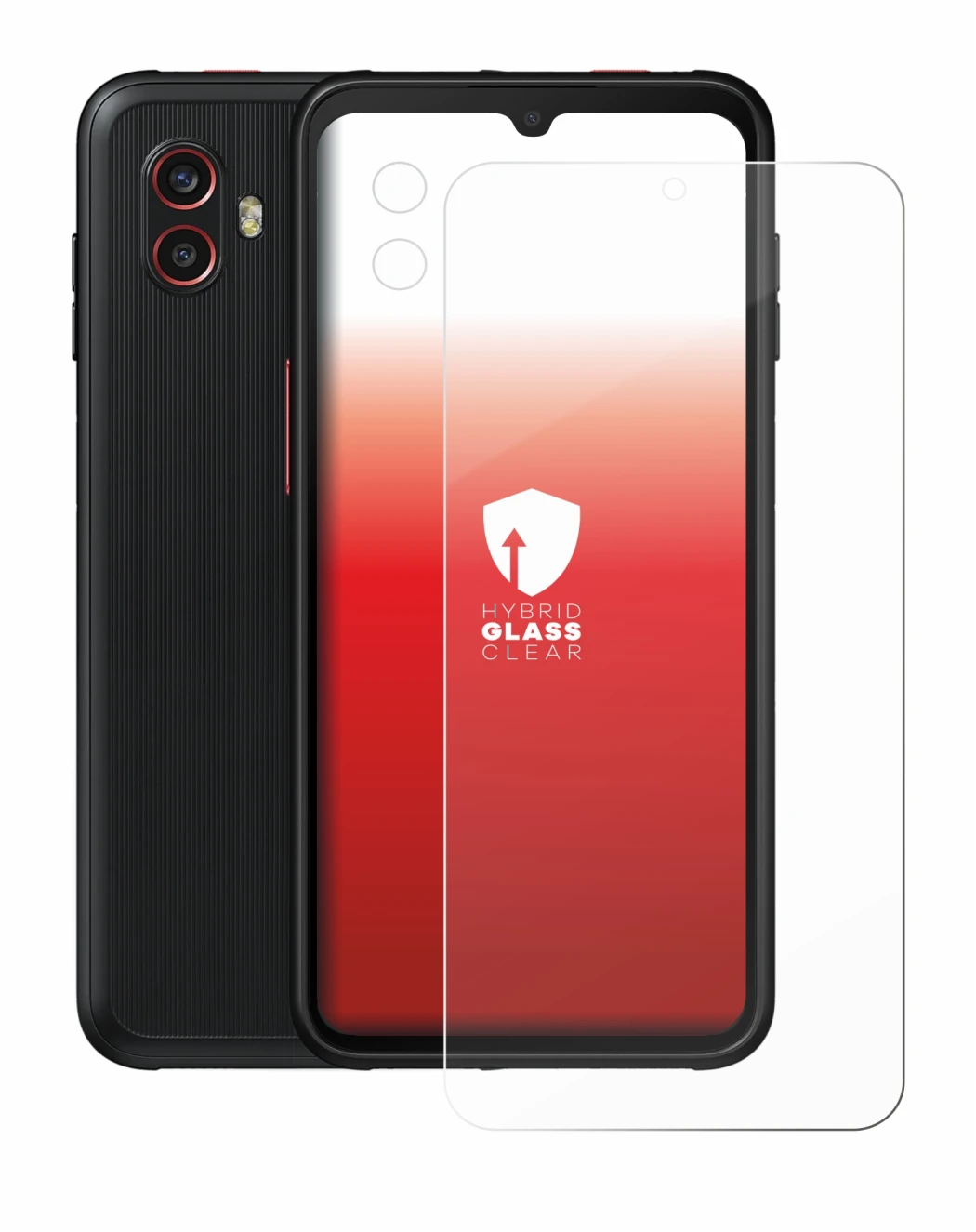 Image de l'appareil Samsung Galaxy Xcover 6 Pro (Avant+Caméra) avec une grande variété de protections d'écran.