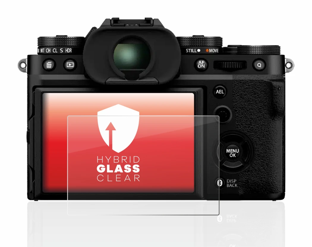 Image de l'appareil Fujifilm X-T5 avec une grande variété de protections d'écran.