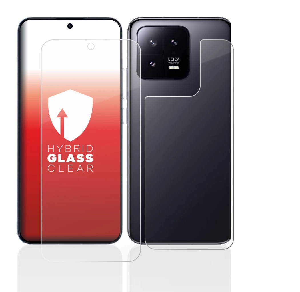 Image de l'appareil Xiaomi 13 (Avant+Arrière) avec une grande variété de protections d'écran.