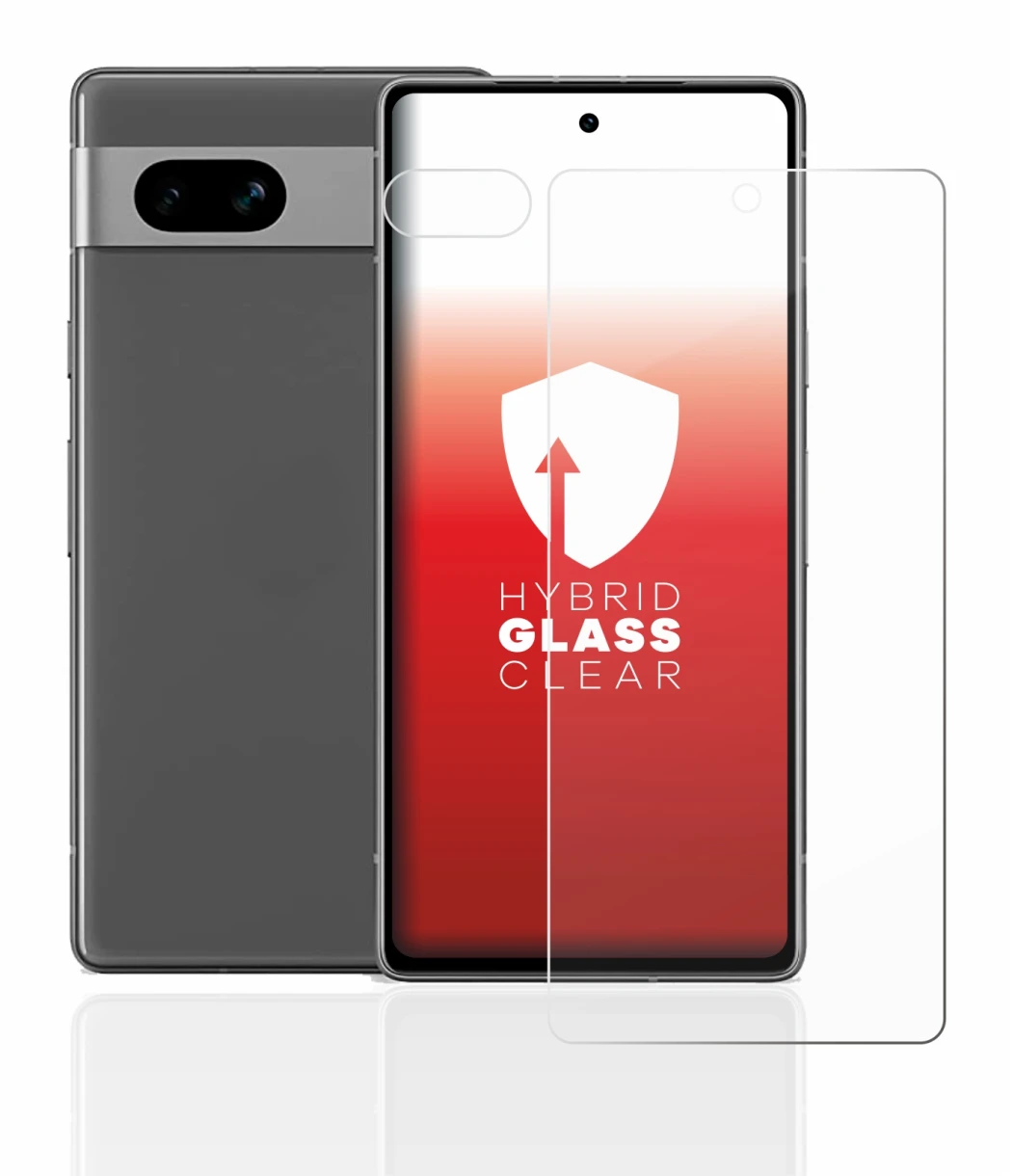 Image de l'appareil Google Pixel 7a (Avant+Caméra) avec une grande variété de protections d'écran.