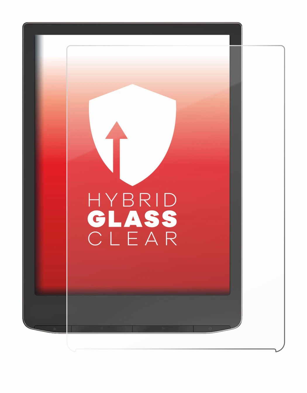 Image de l'appareil PocketBook InkPad 4 avec une grande variété de protections d'écran.