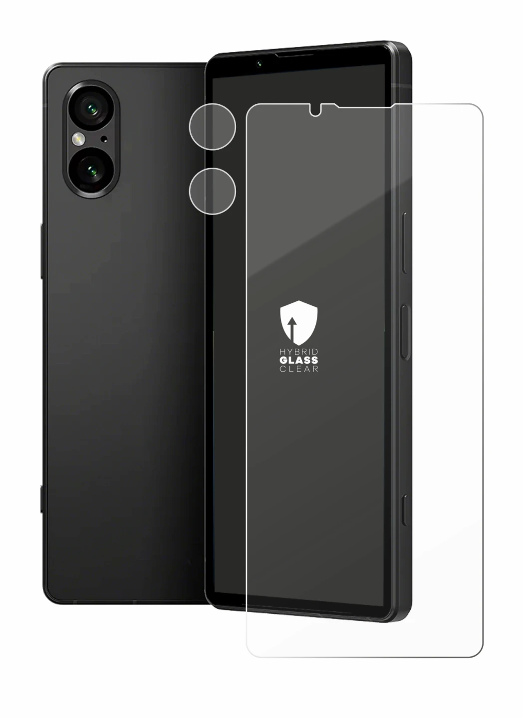 Image de l'appareil Sony Xperia 5 V (Avant+Caméra) avec une grande variété de protections d'écran.