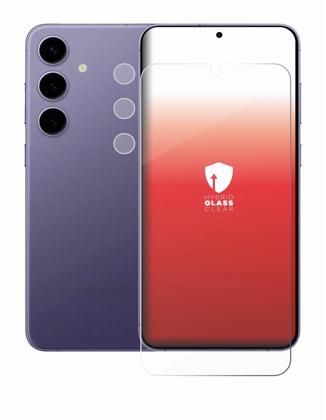 Image de l'appareil Samsung Galaxy S24 Plus (Avant+Caméra) avec une grande variété de protections d'écran.