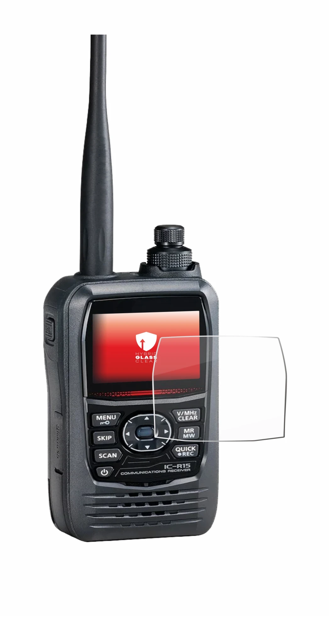 Image de l'appareil Icom IC-R15 avec une grande variété de protections d'écran.