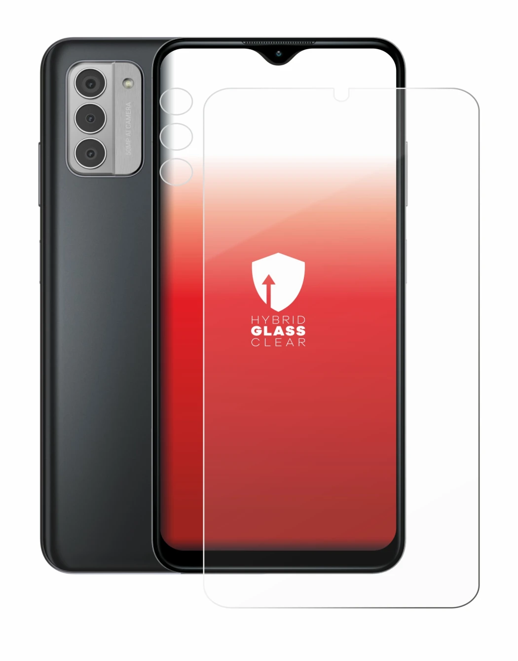 Image de l'appareil Nokia G42 5G (Avant+Caméra) avec une grande variété de protections d'écran.