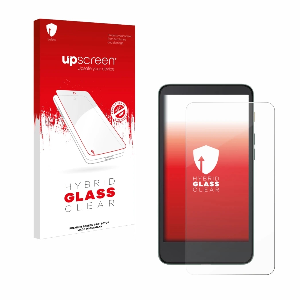 Face avant d’un emballage produit avec le logo de la marque upscreen. À côté, l’appareil Xiaomi Moaan InkPalm 5 est représenté